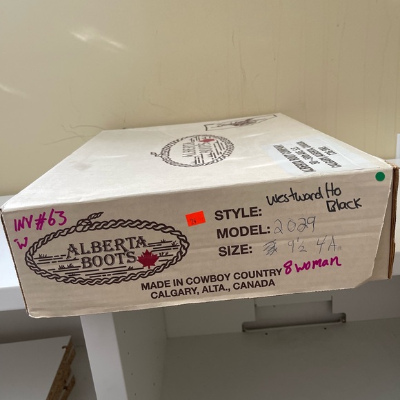 NWT Alberta Boot Company Black Cowhide Western Cowboy Boots Women Size 8 US - Picture 6 of 7